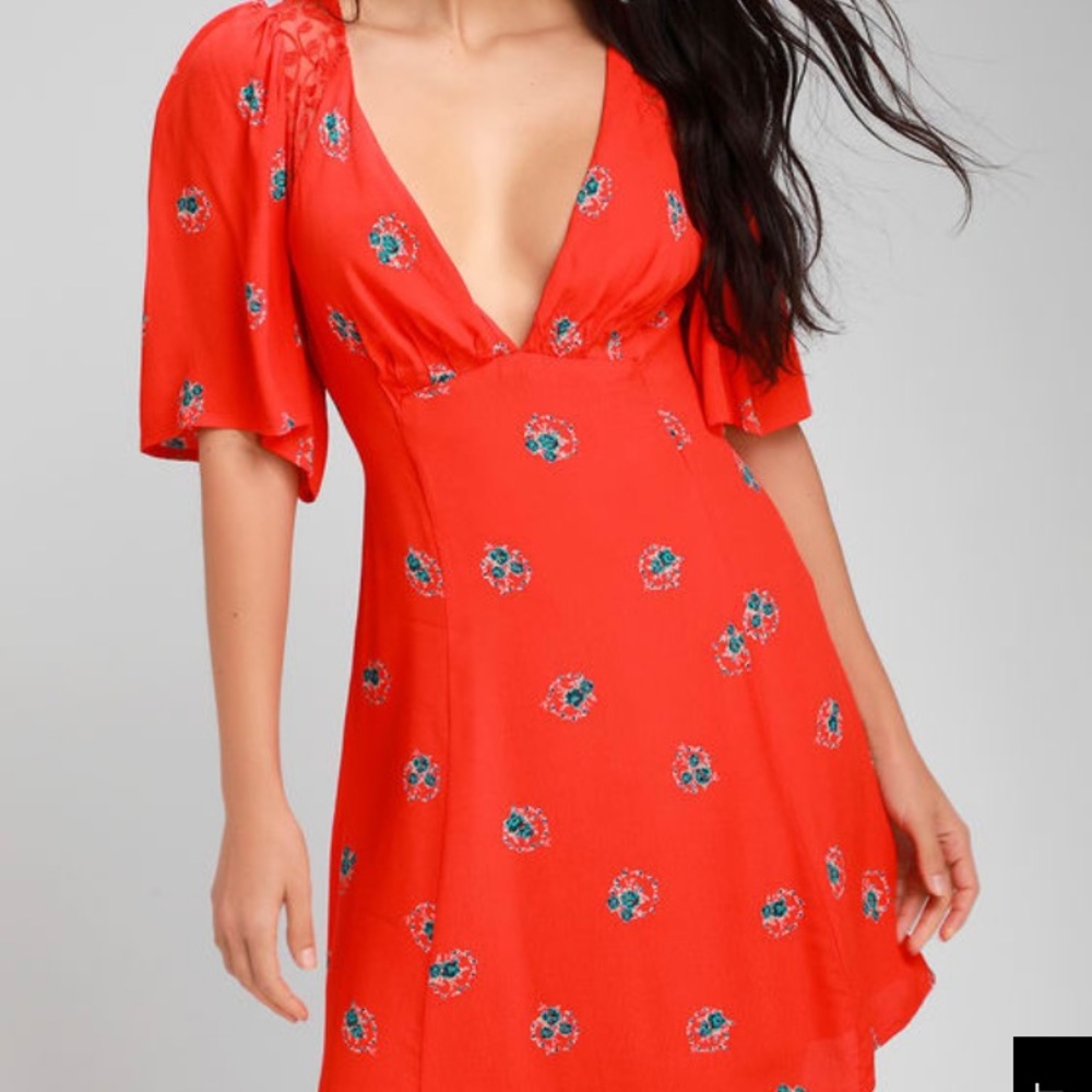 Mockingbird floral red short backless dress
